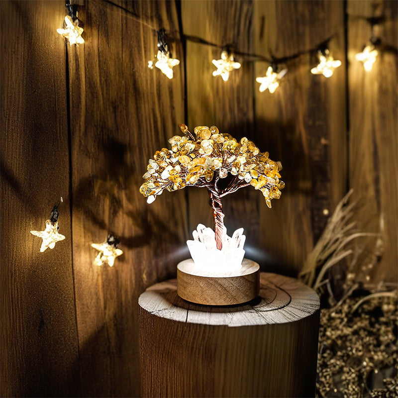 Giftoluck Citrine Crystal Feng Shui Tree Lamp