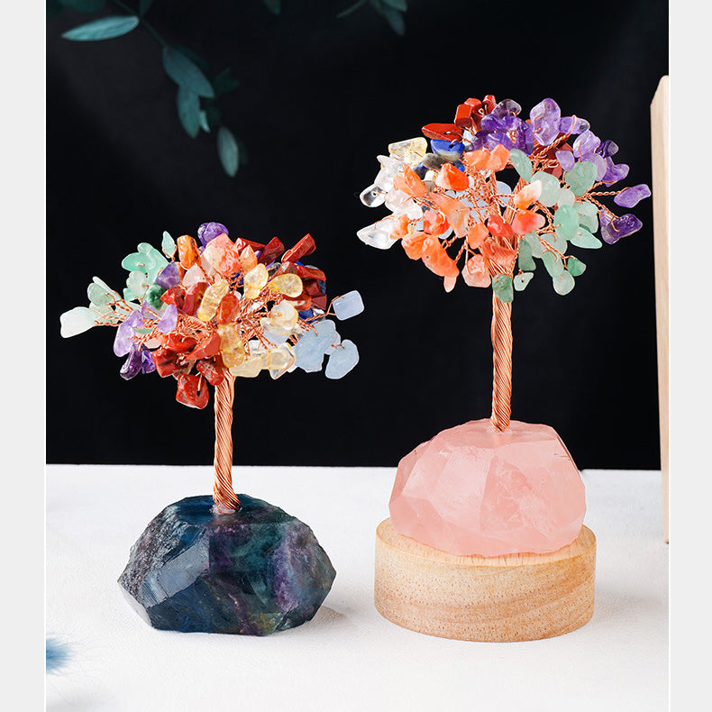 Giftoluck Chakra Crystal Gravel Raw Stone Base Feng Shui Tree