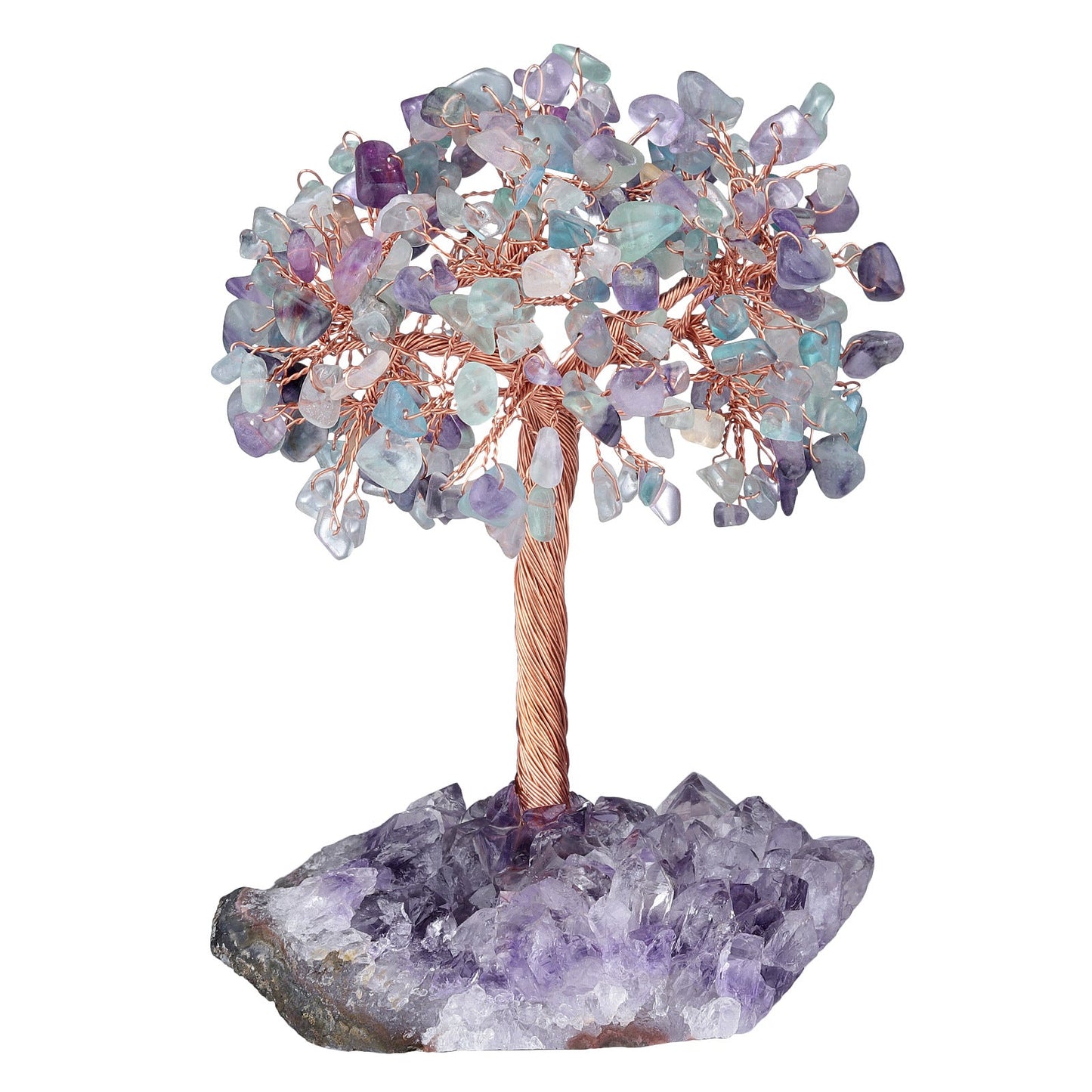 Giftoluck Natural Amethyst Flower Irregular Base Feng Shui Tree