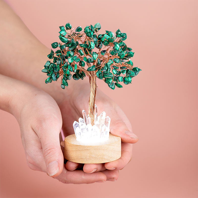 Giftoluck Malachite Crystal Feng Shui Tree Lamp