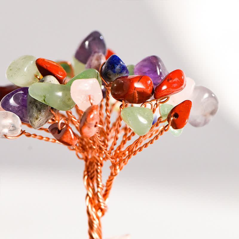 GiftoLuck Natural Crystal Gravel Glass Cover Feng Shui Tree