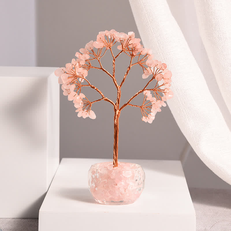 GiftoLuck Natural Crystal Gravel Glass Bowl Feng Shui Tree