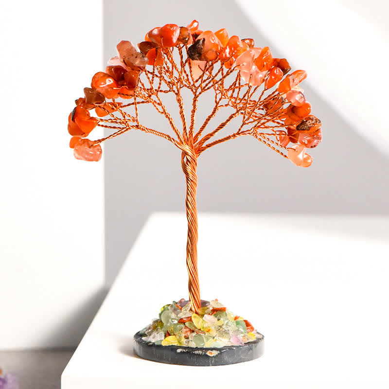 GiftoLuck Natural Crystal Gravel Agate Base Feng Shui Tree