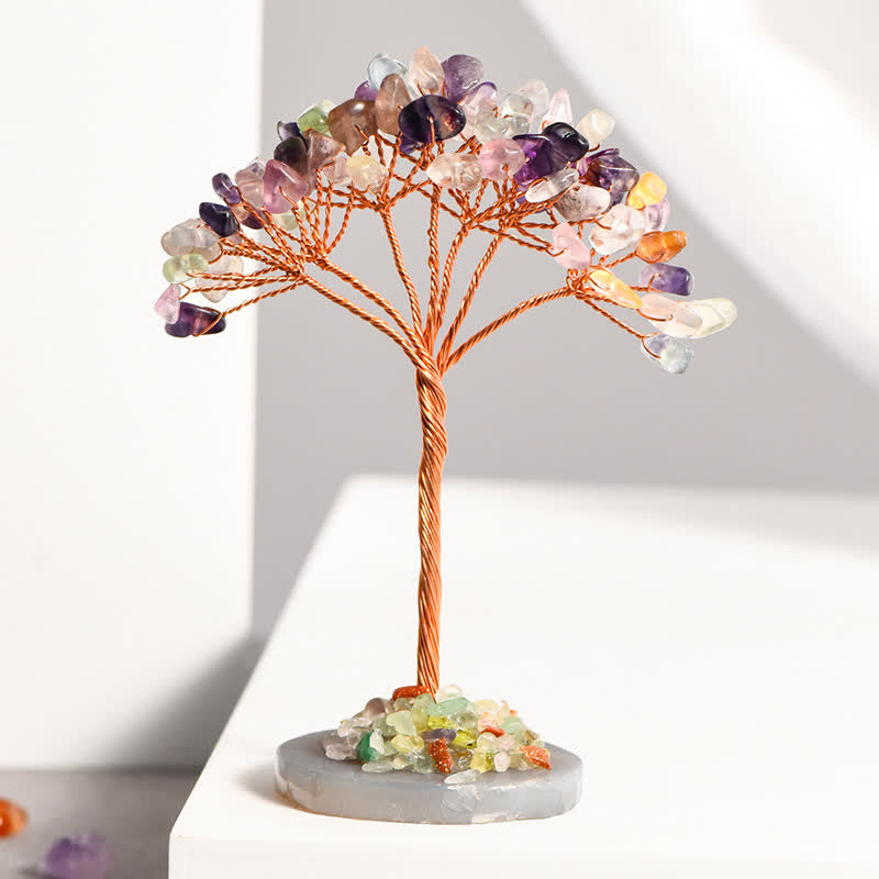 GiftoLuck Natural Crystal Gravel Agate Base Feng Shui Tree