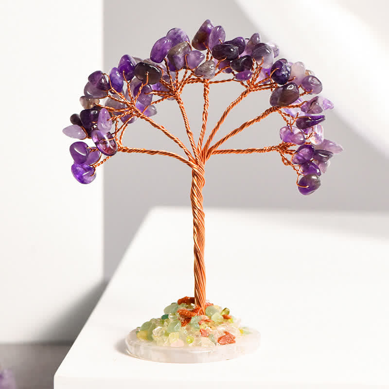 GiftoLuck Natural Crystal Gravel Agate Base Feng Shui Tree