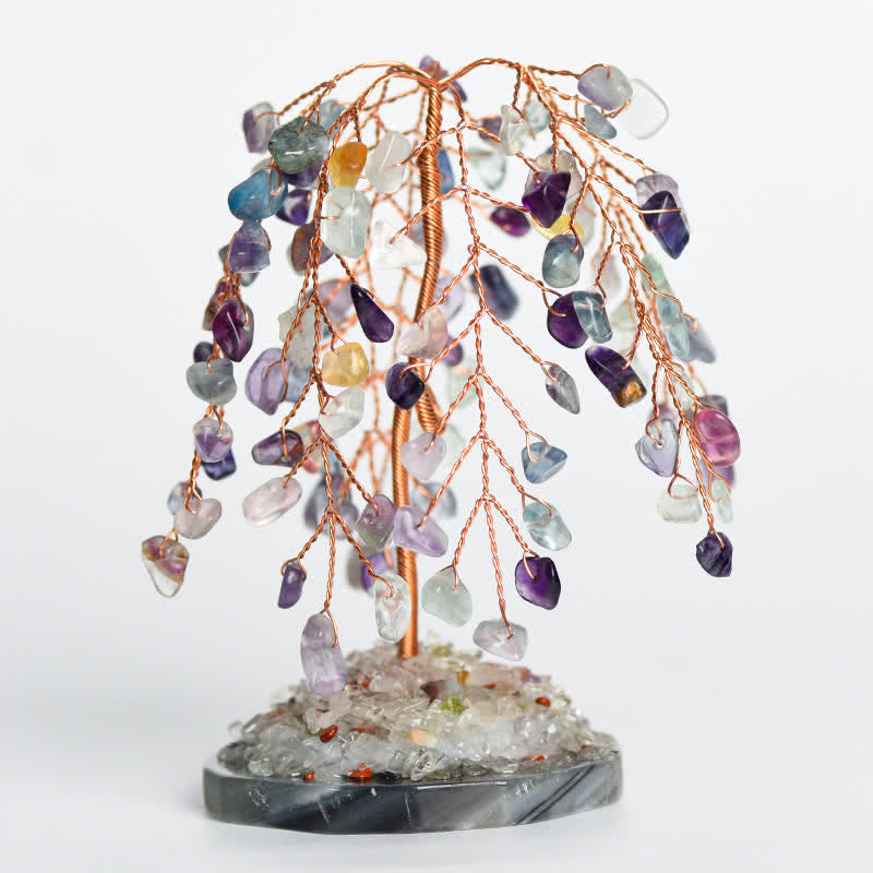 GiftoLuck Natural Crystal Base Willow Feng Shui Tree