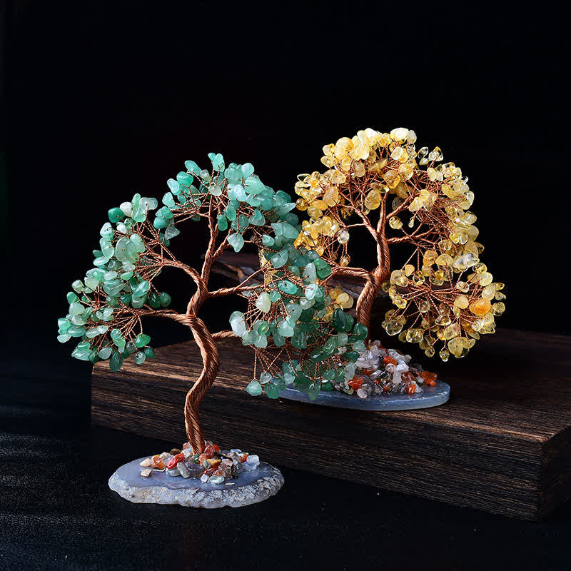 GiftoLuck Colored Agate Gravel Base Feng Shui Tree