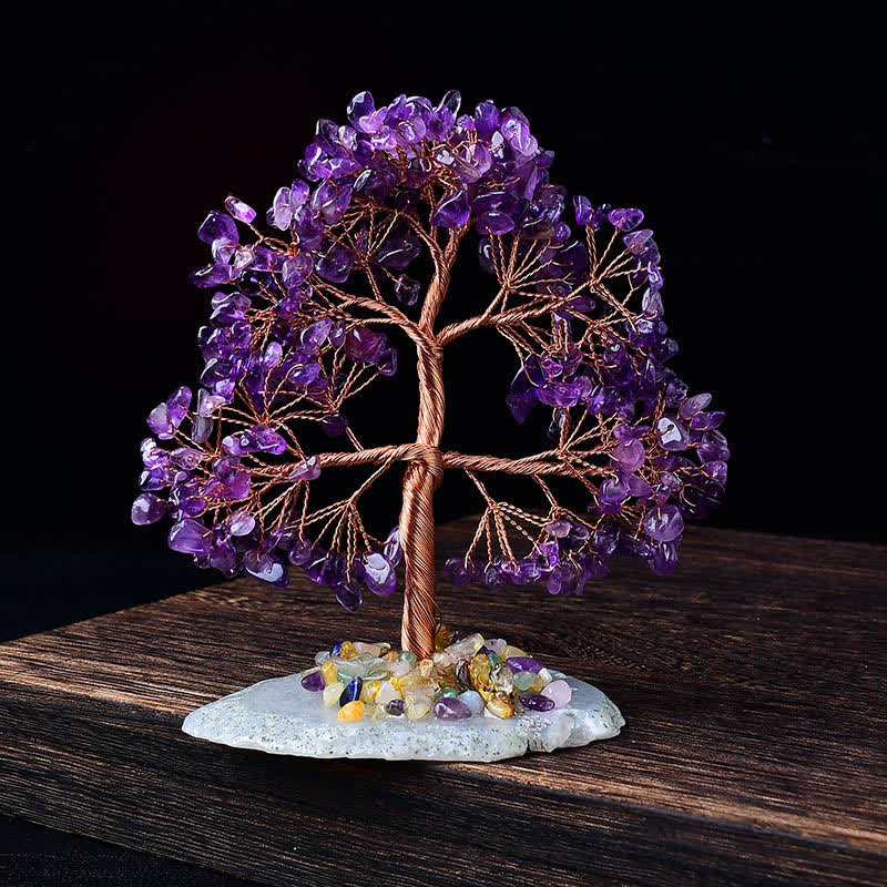 GiftoLuck Colored Agate Gravel Base Feng Shui Tree