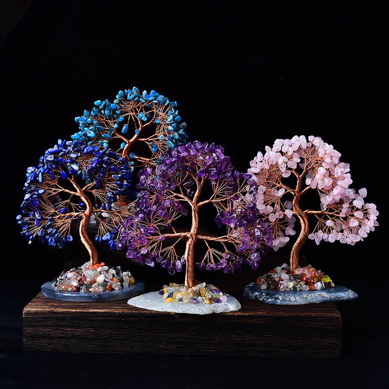 GiftoLuck Colored Agate Gravel Base Feng Shui Tree