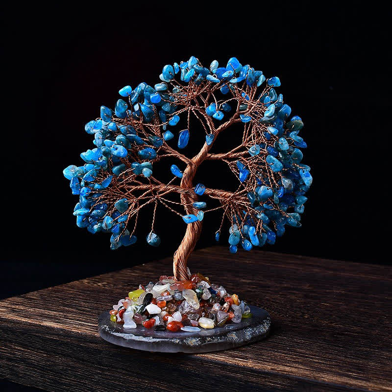 GiftoLuck Colored Agate Gravel Base Feng Shui Tree