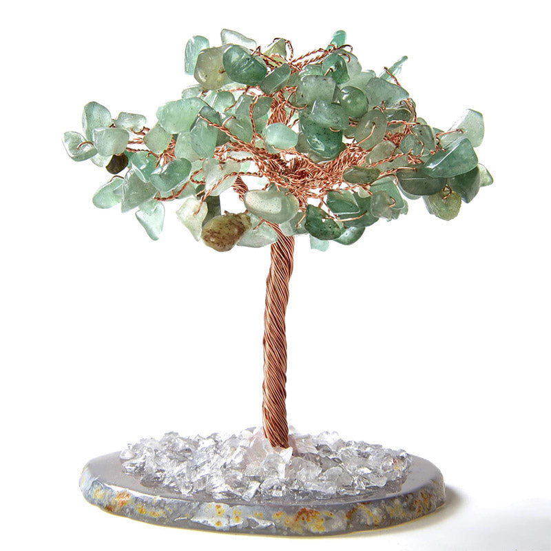 Giftoluck Aventurine Natural Gemstone Feng Shui Tree with Agate Base