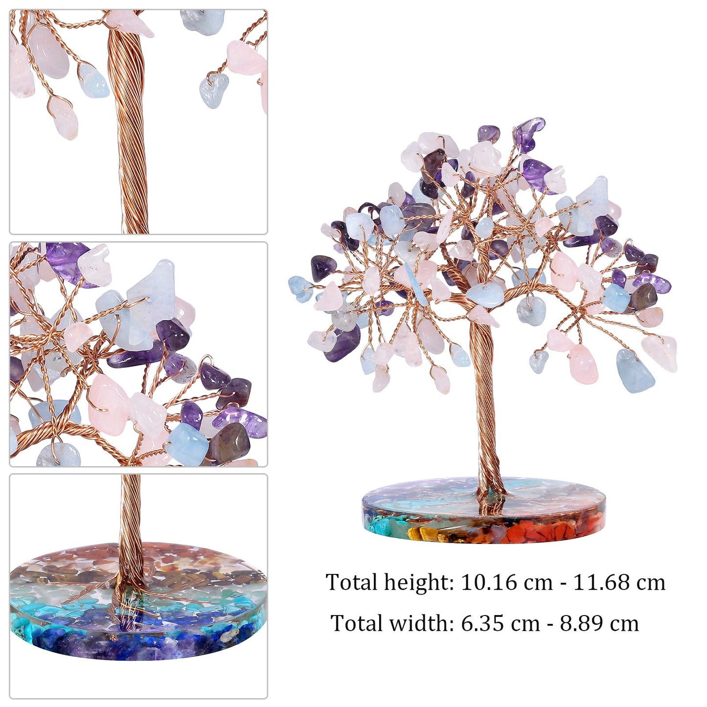 Giftoluck Chakra Gravel Round Base Feng Shui Tree