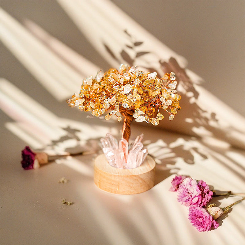 Giftoluck Citrine Crystal Feng Shui Tree Lamp