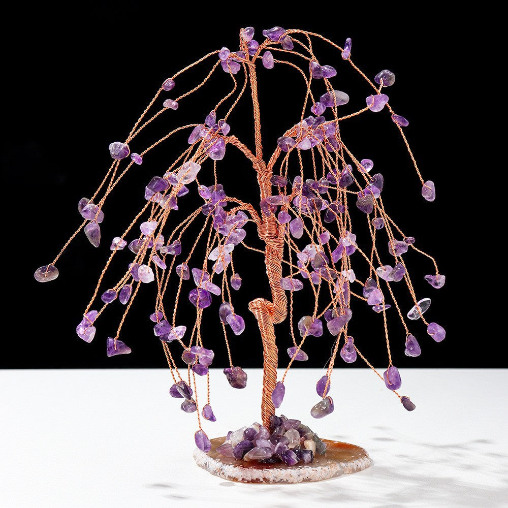 Giftoluck Natural Colorful Crystal Gravel Feng Shui Tree