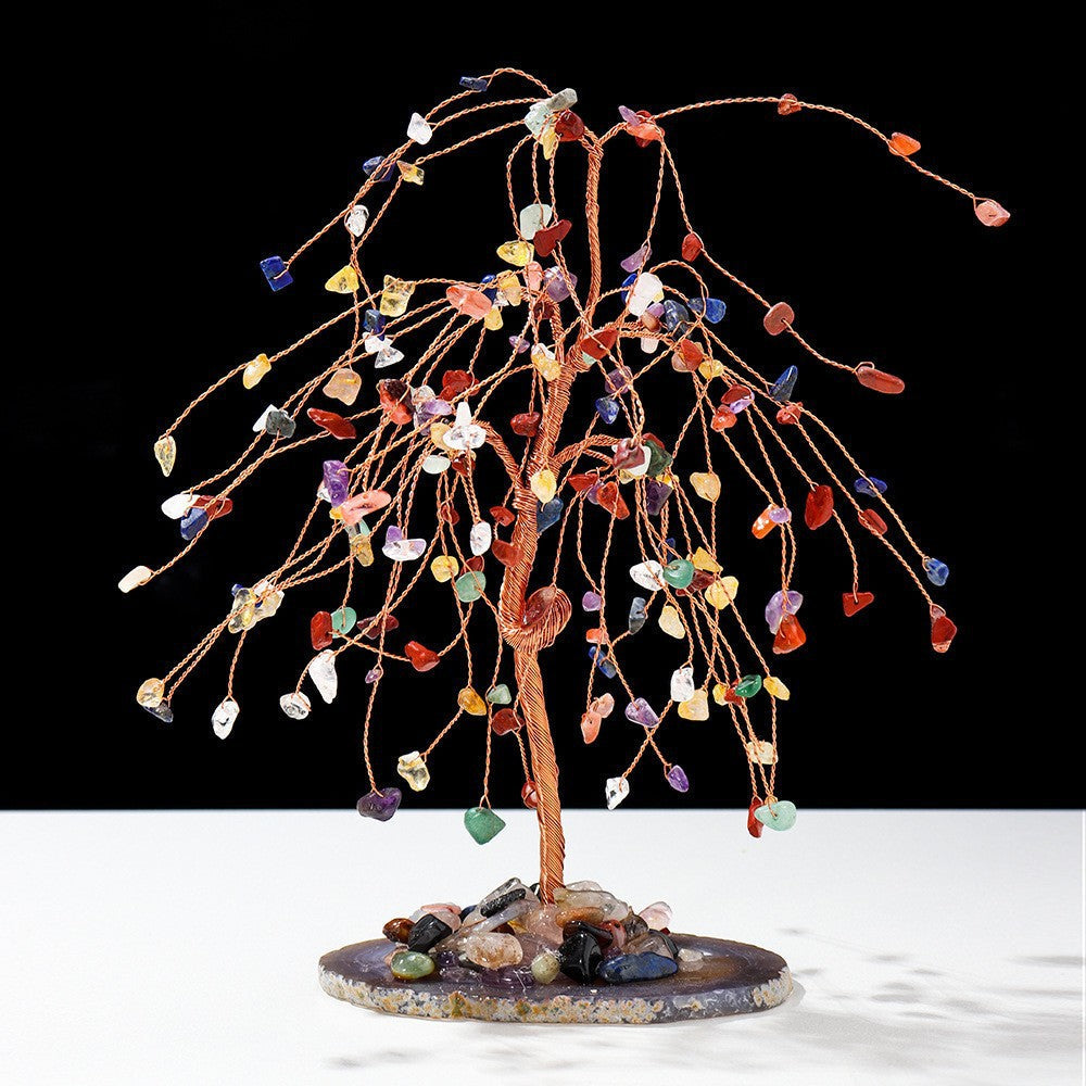 Giftoluck Natural Colorful Crystal Gravel Feng Shui Tree