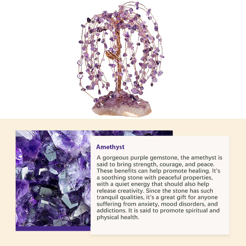 GiftoLuck Natural Crystal Stone Feng Shui Tree