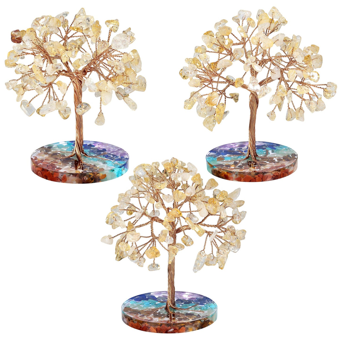 Giftoluck Chakra Gravel Round Base Feng Shui Tree