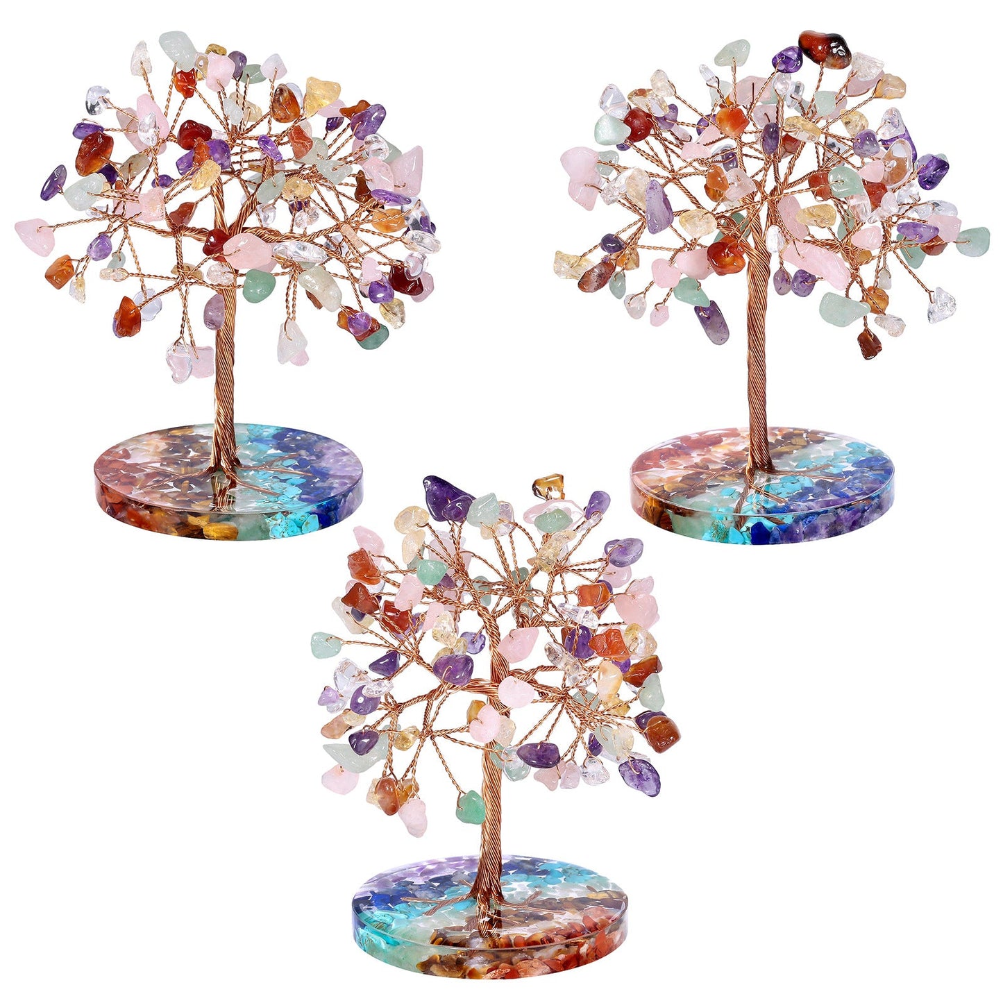 Giftoluck Chakra Gravel Round Base Feng Shui Tree