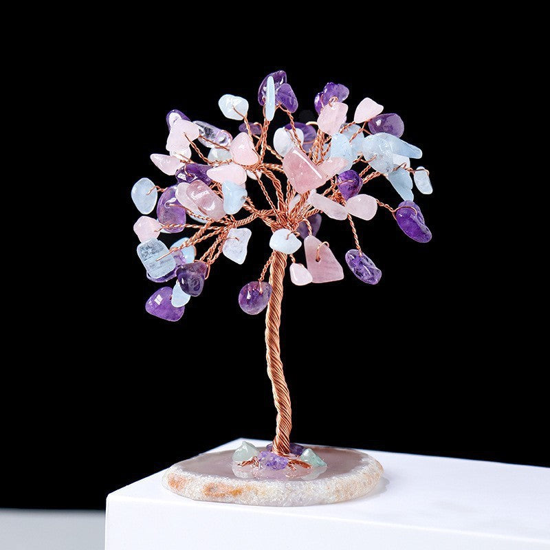 Giftoluck Natural Colorful Crystal Gravel Feng Shui Tree