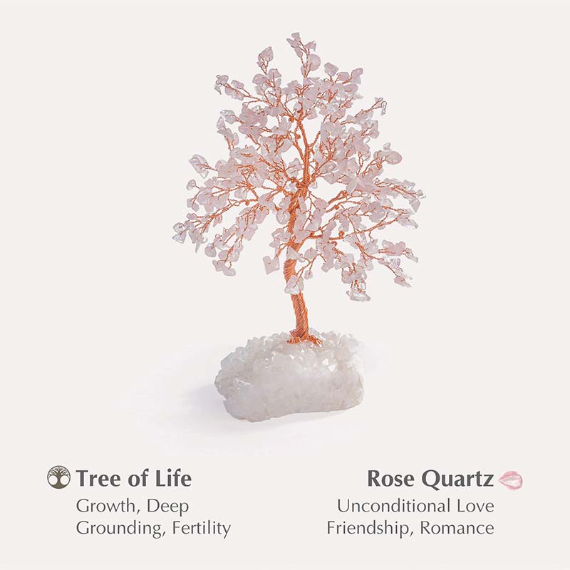 Giftoluck You Are Loved - Rose Quartz Stone Feng Shui Tree