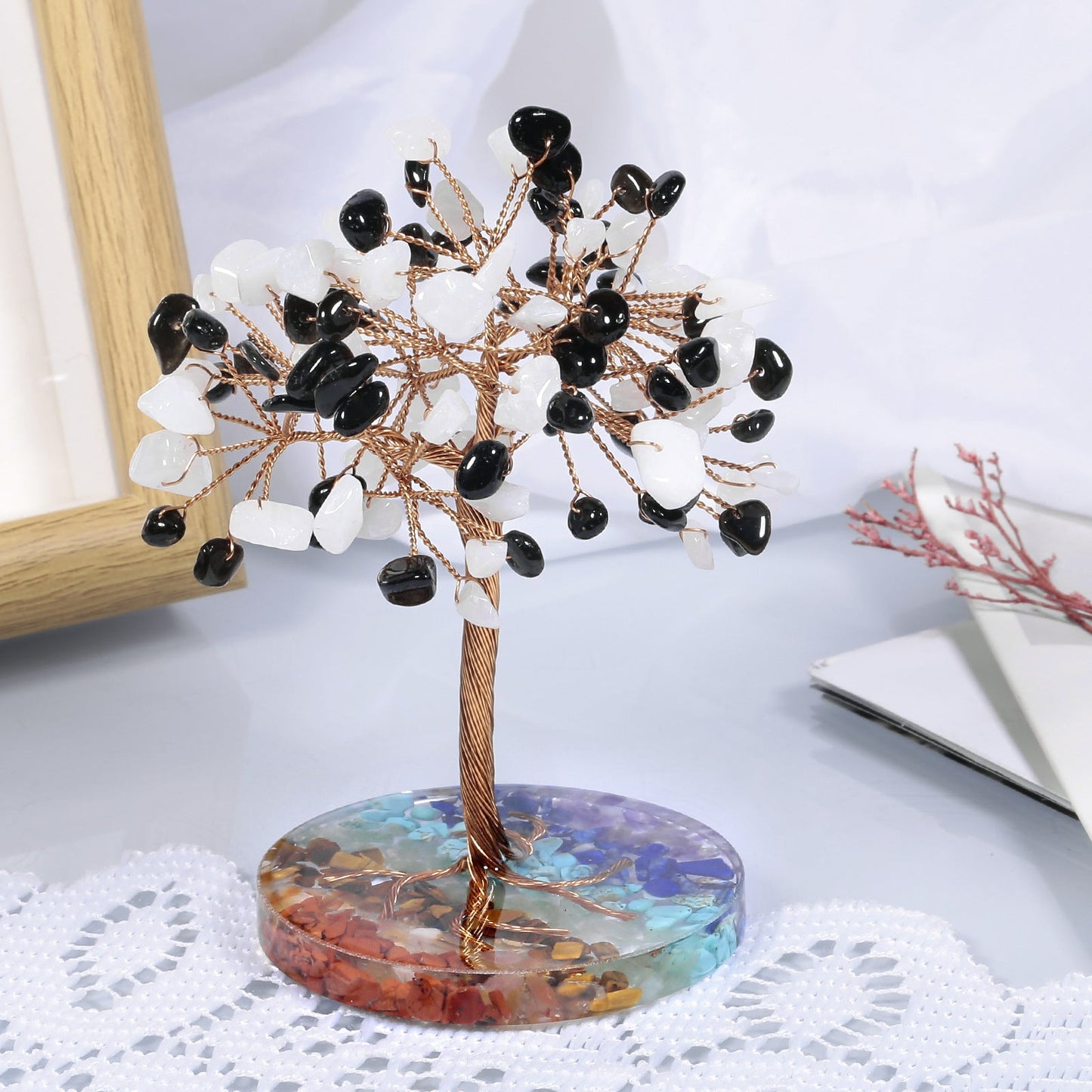 Giftoluck Chakra Gravel Round Base Feng Shui Tree