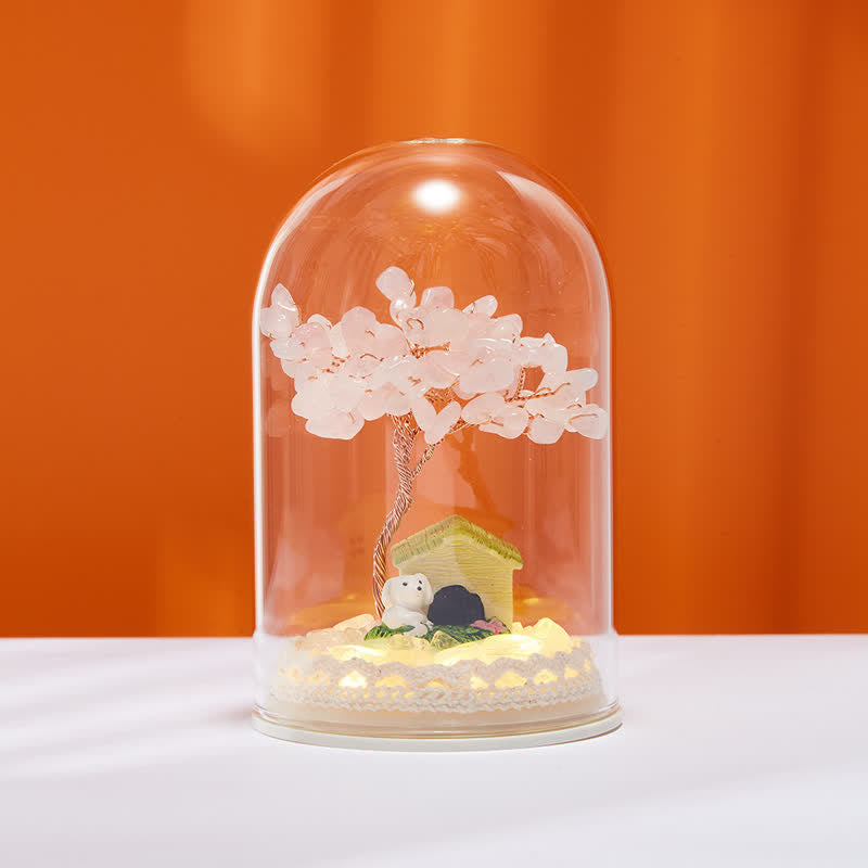 Giftoluck Natural Crystal Glass Cover Feng Shui Tree Decoration