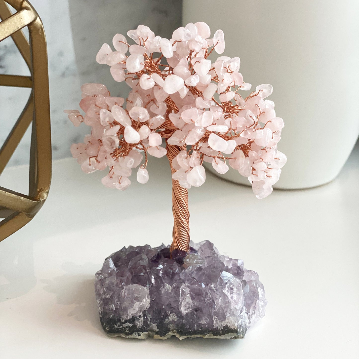Giftoluck Tree Of Life Rose Quartz With Amethyst Base Feng Shui Tree