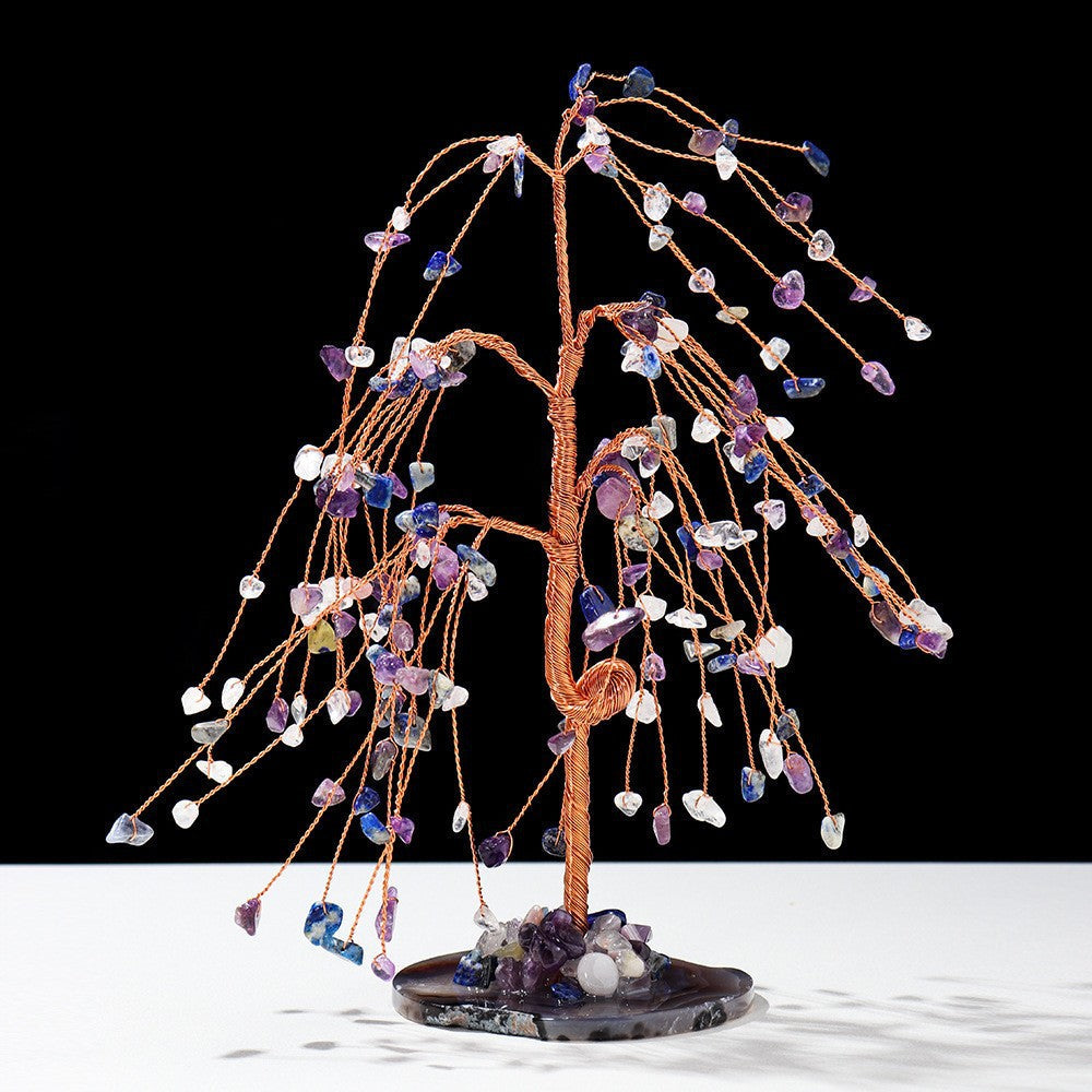 Giftoluck Natural Colorful Crystal Gravel Feng Shui Tree