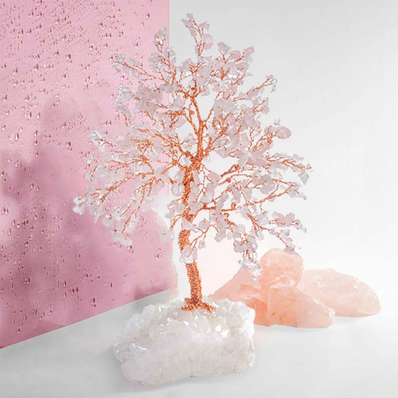 Giftoluck You Are Loved - Rose Quartz Stone Feng Shui Tree