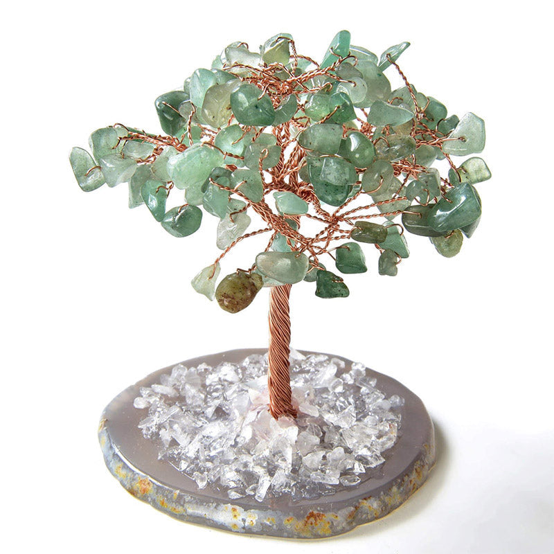 Giftoluck Aventurine Natural Gemstone Feng Shui Tree with Agate Base