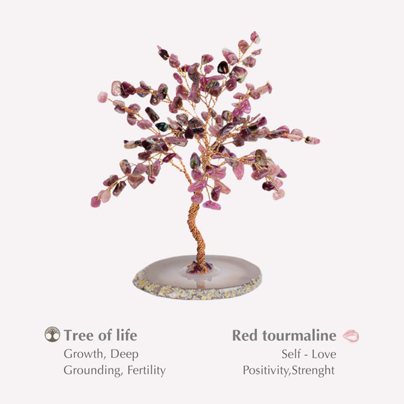 Giftoluck Lavish Blessings Red Tourmaline Feng Shui Tree
