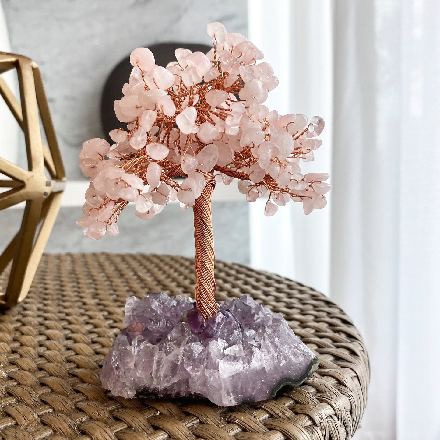 Giftoluck Tree Of Life Rose Quartz With Amethyst Base Feng Shui Tree