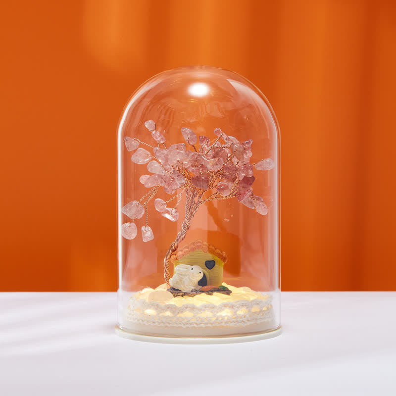 Giftoluck Natural Crystal Glass Cover Feng Shui Tree Decoration