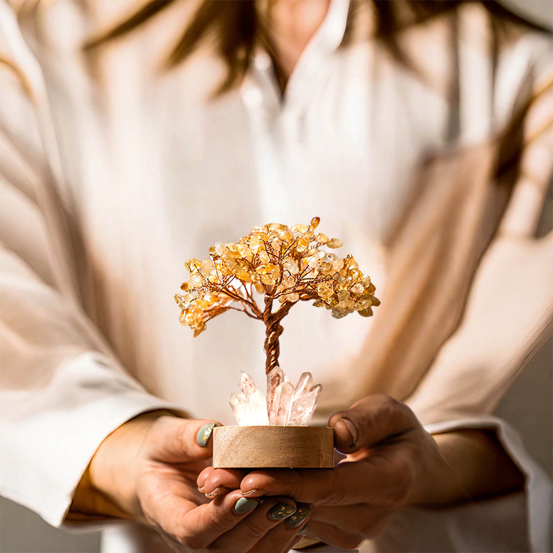 Giftoluck Citrine Crystal Feng Shui Tree Lamp