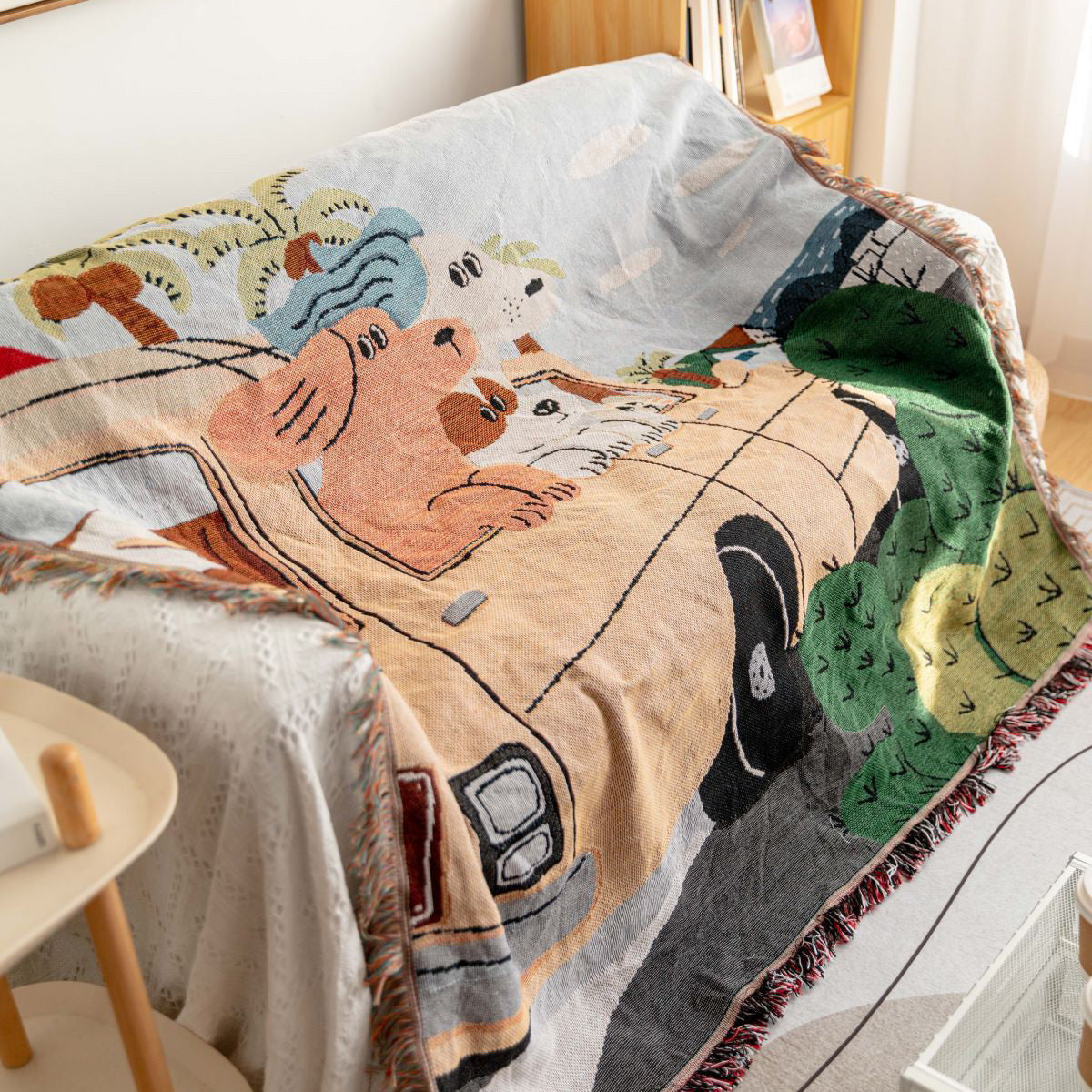 GifitoLuck Dog&Car Print Wall Tapestry Sofa Camping Throw Blanket for Cosy UK Homes