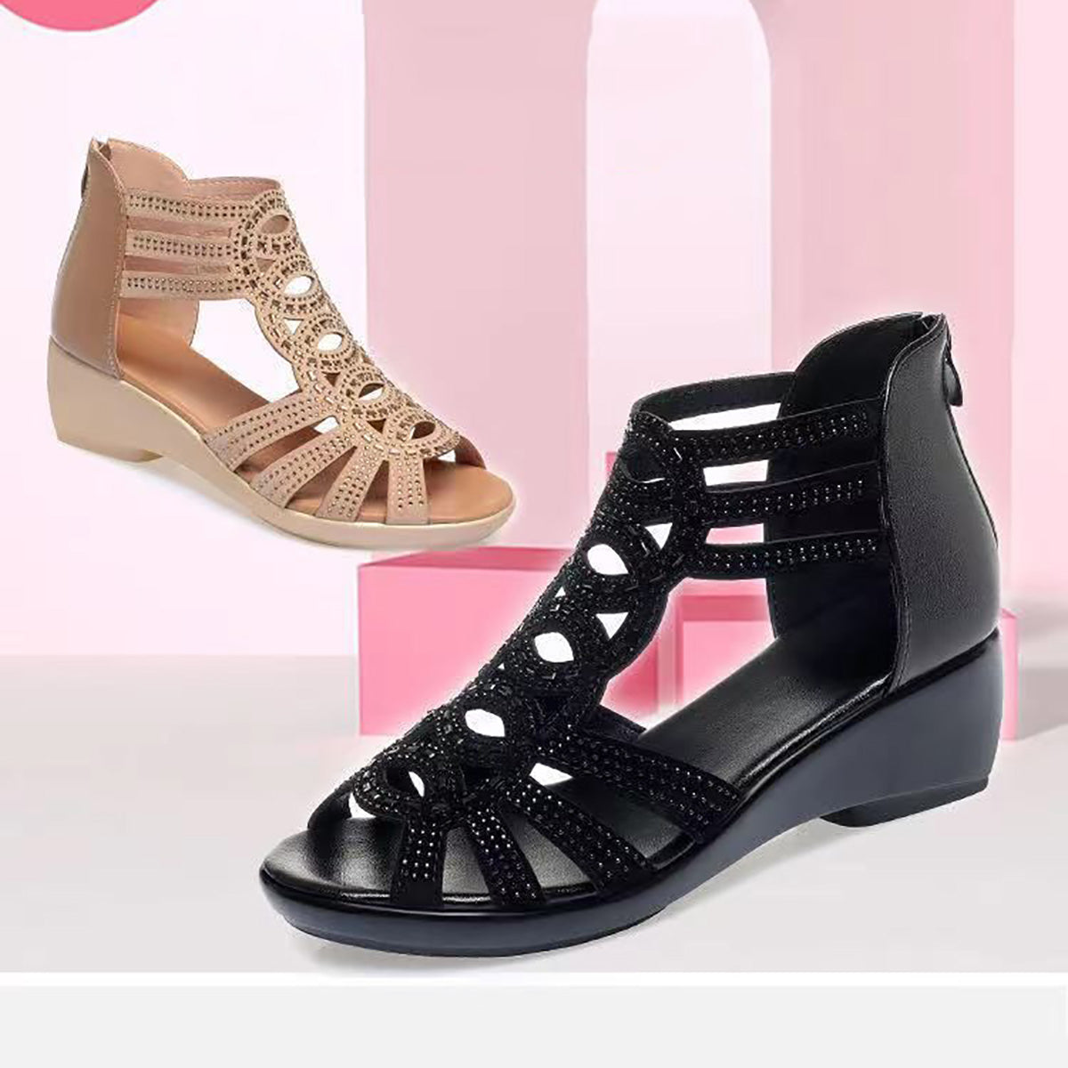 GiftoLuck Women Soft Sole Roman-Style Hollow Sandals