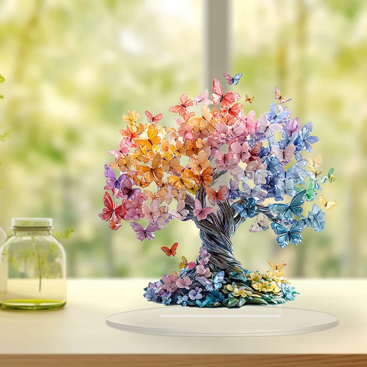 GiftoLuck 2D Crystal Butterfly Fortune Tree for Luck, Wealth & Home Harmony