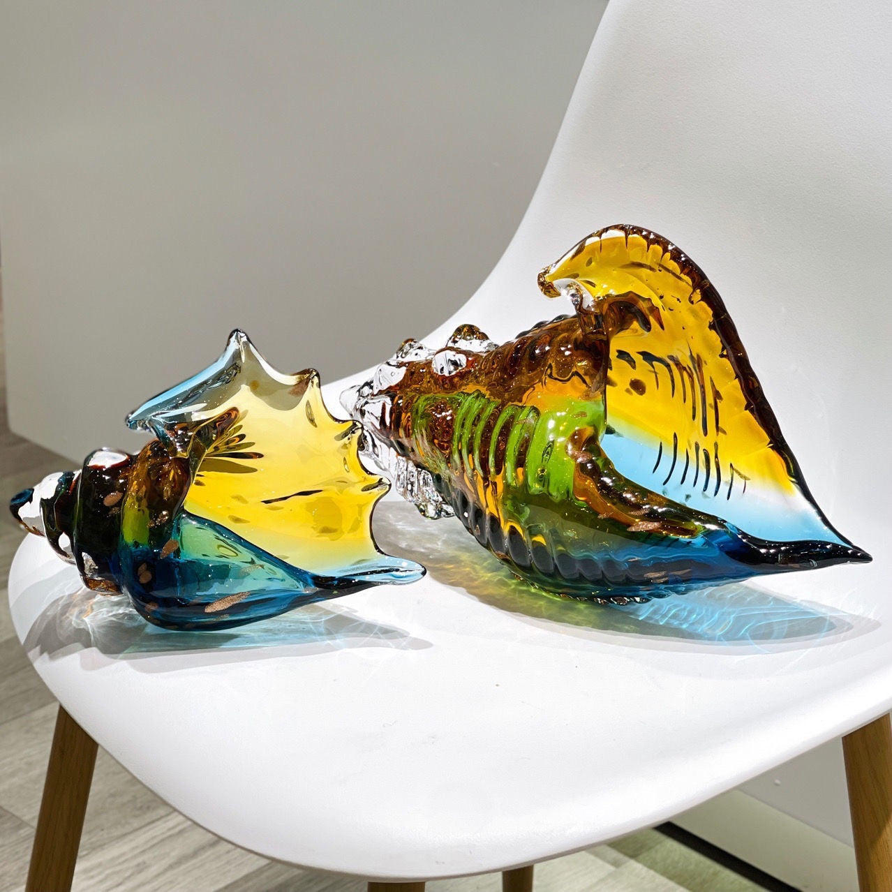 GitoLuck Hand-Blown Art Glass Seashell Sculpture