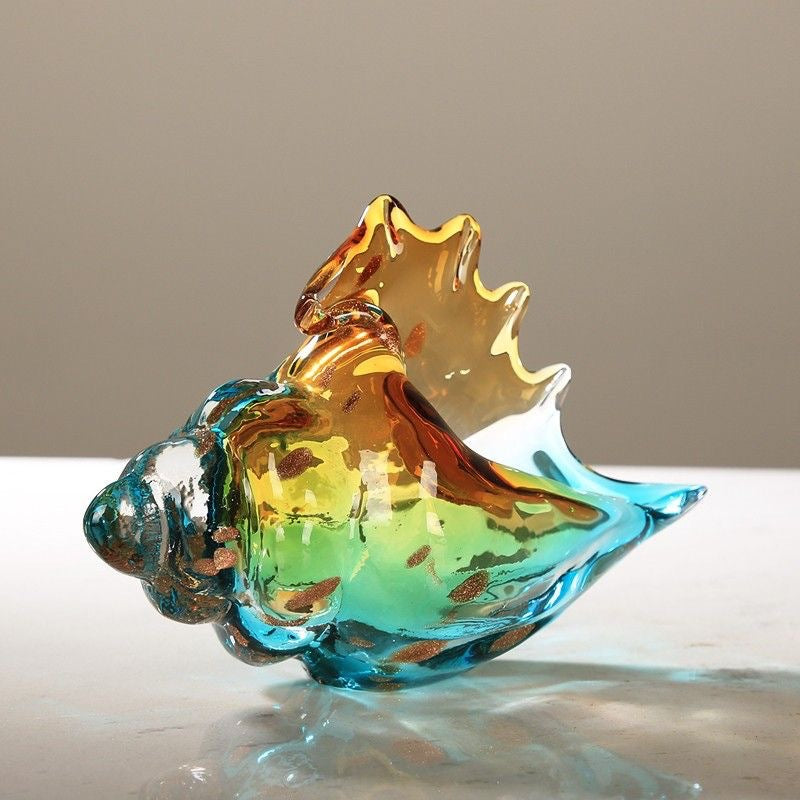 GitoLuck Hand-Blown Art Glass Seashell Sculpture