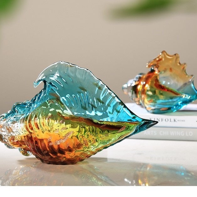 GitoLuck Hand-Blown Art Glass Seashell Sculpture