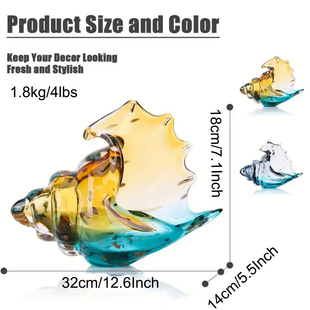 GitoLuck Hand-Blown Art Glass Seashell Sculpture