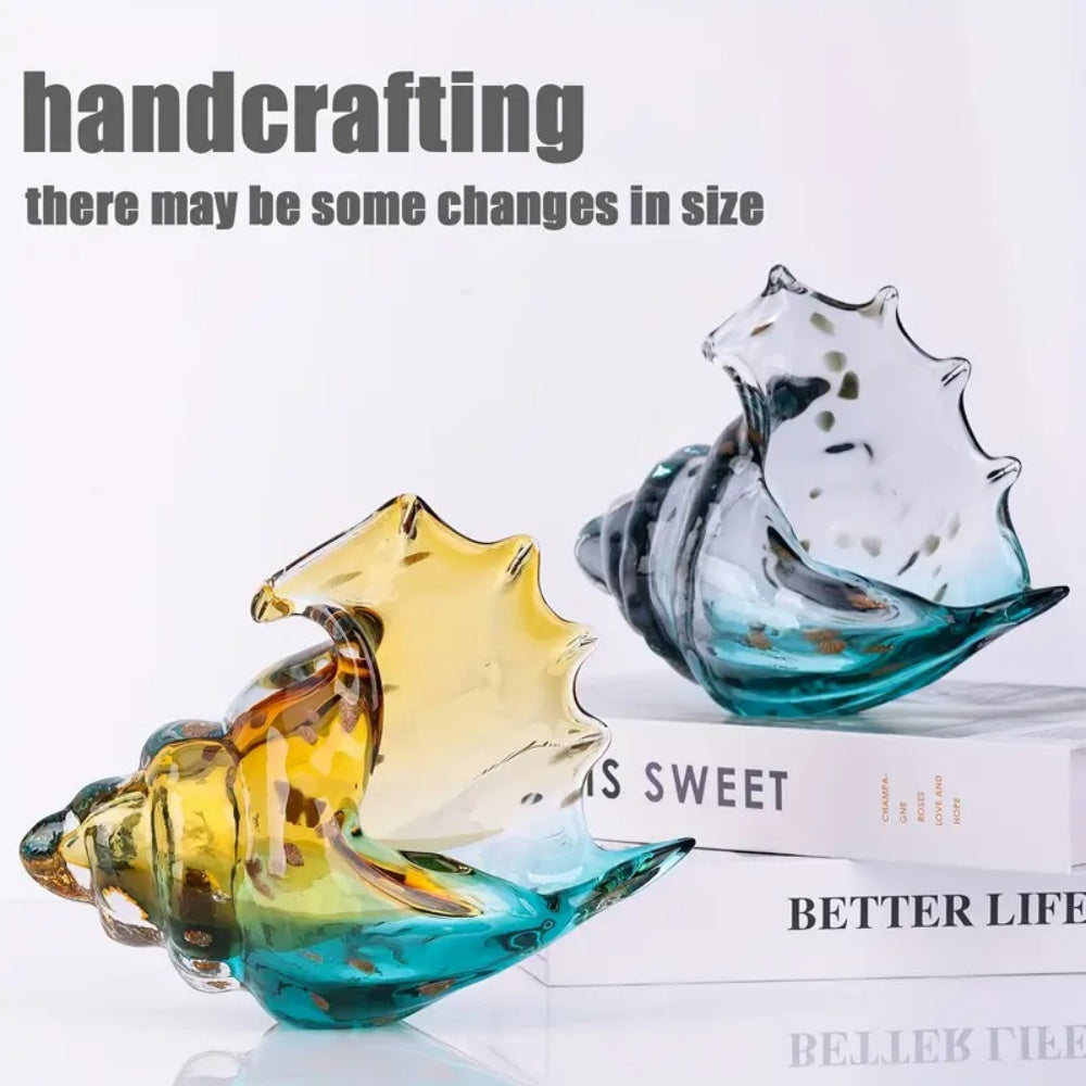 GitoLuck Hand-Blown Art Glass Seashell Sculpture