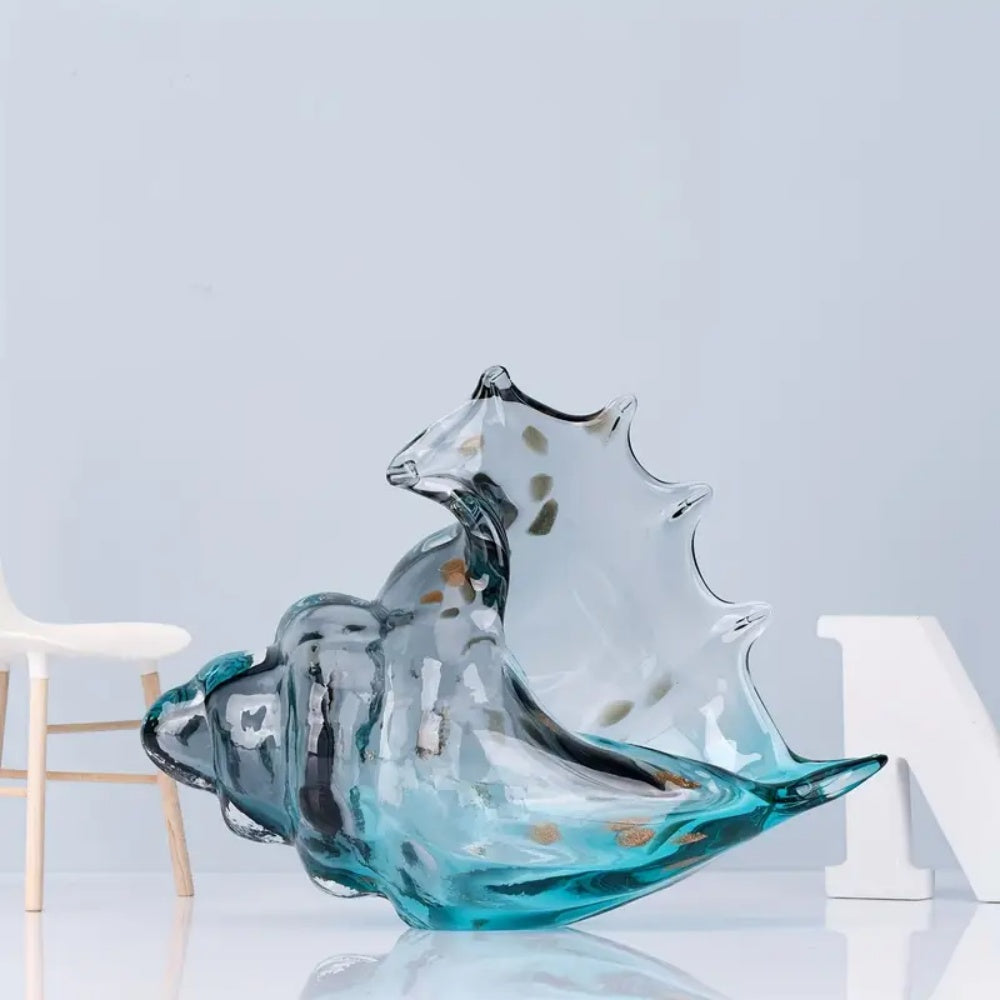GitoLuck Hand-Blown Art Glass Seashell Sculpture