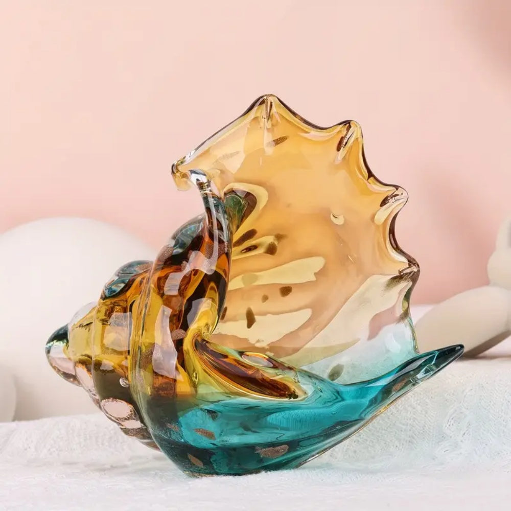 GitoLuck Hand-Blown Art Glass Seashell Sculpture
