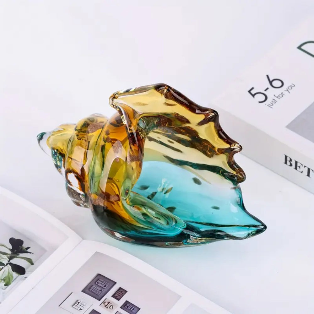 GitoLuck Hand-Blown Art Glass Seashell Sculpture