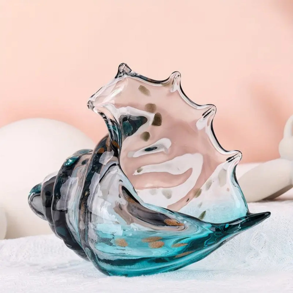GitoLuck Hand-Blown Art Glass Seashell Sculpture