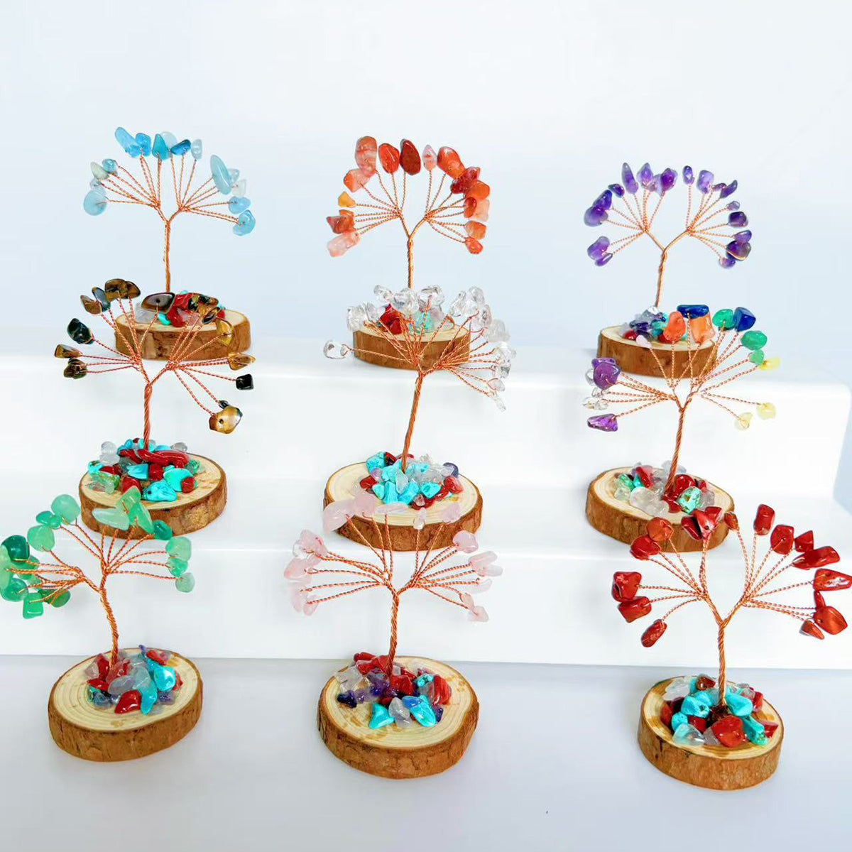 🍀Best-1 FortuneX Tree🍀GiftoLuck 12pcs Of A Seven Chakras Crystal Fengshui Trees Set