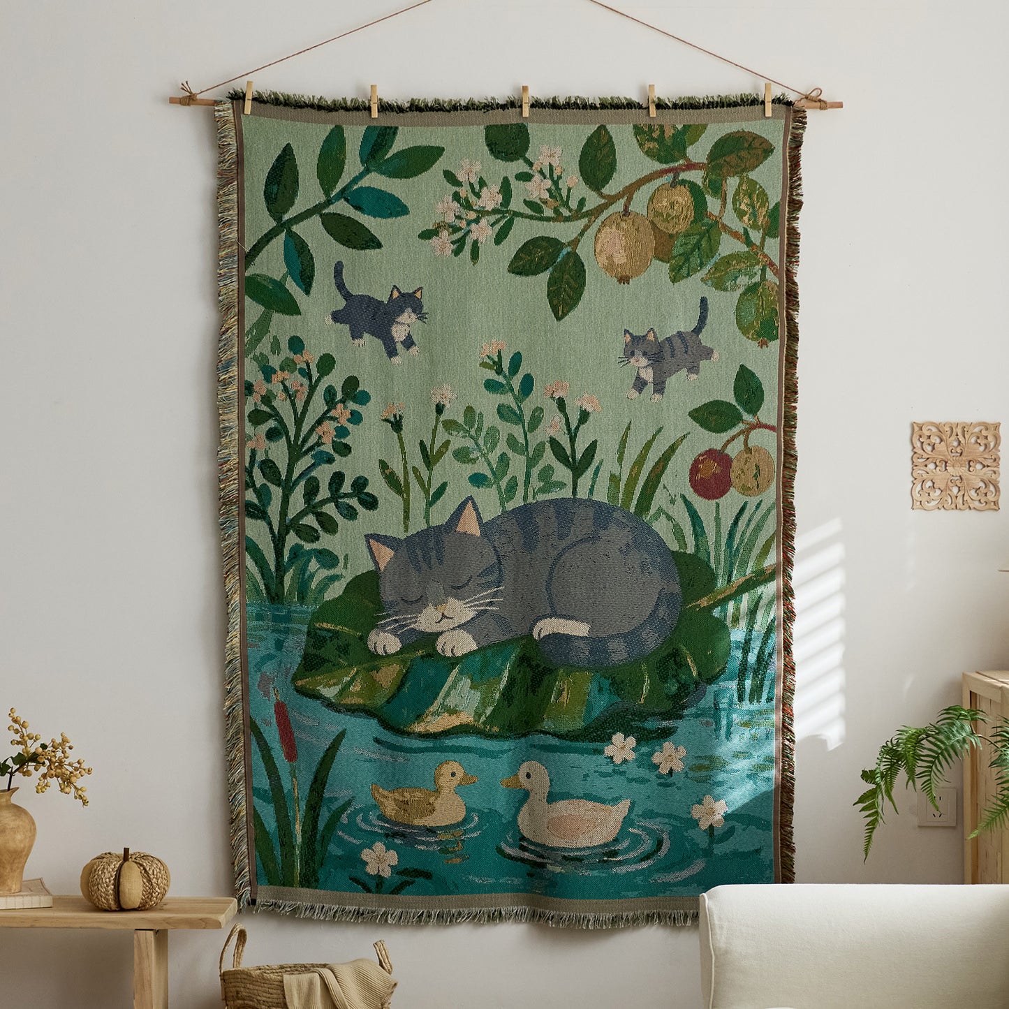 GifitoLuck Bohemian Sun Tapestry Wall Hanging Cotton Tassel Fabric Art Décor