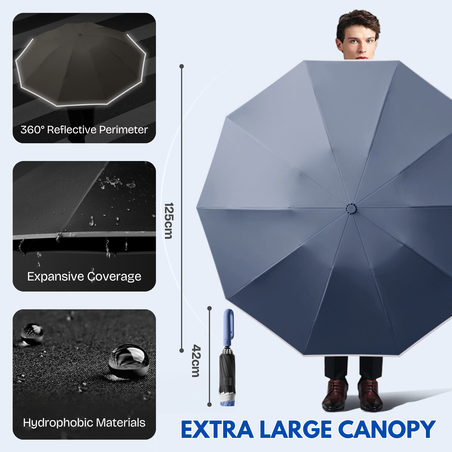 Modern Auto-Opening Umbrella 10-Rib Frame Hook Handle