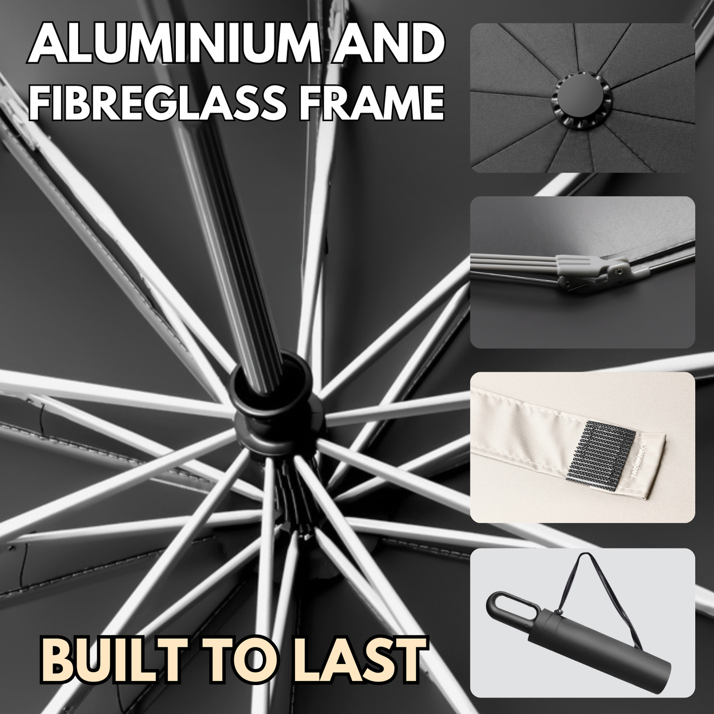 Modern Auto-Opening Umbrella 10-Rib Frame Hook Handle